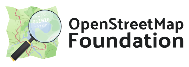 Le logo OpenStreetMap, avec le texte « OpenStreetMap Foundation » à droite